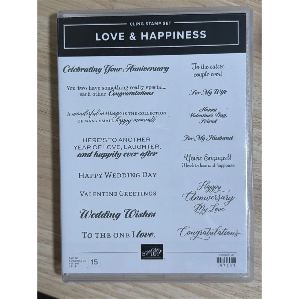Stampin Up Cling Mount Stamp Set ~ Love & Happiness Wedding Anniversary engage
